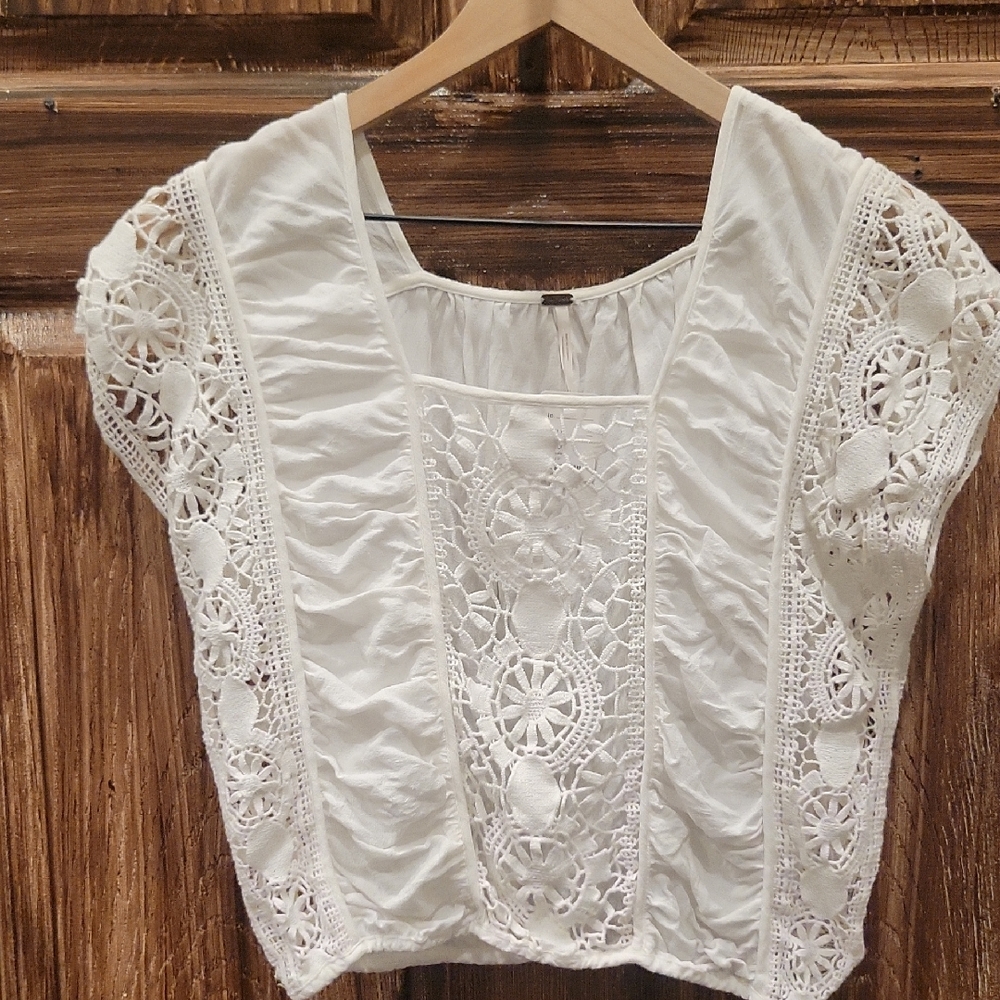 Free People Cream Lace Blouse